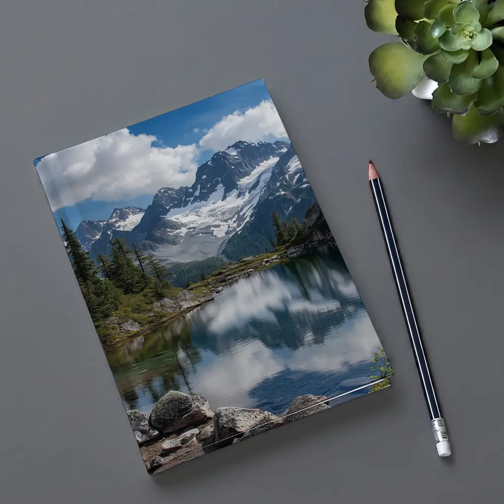 Alpine Lake Reflecting Snow Capped Mountains – Notebooks
