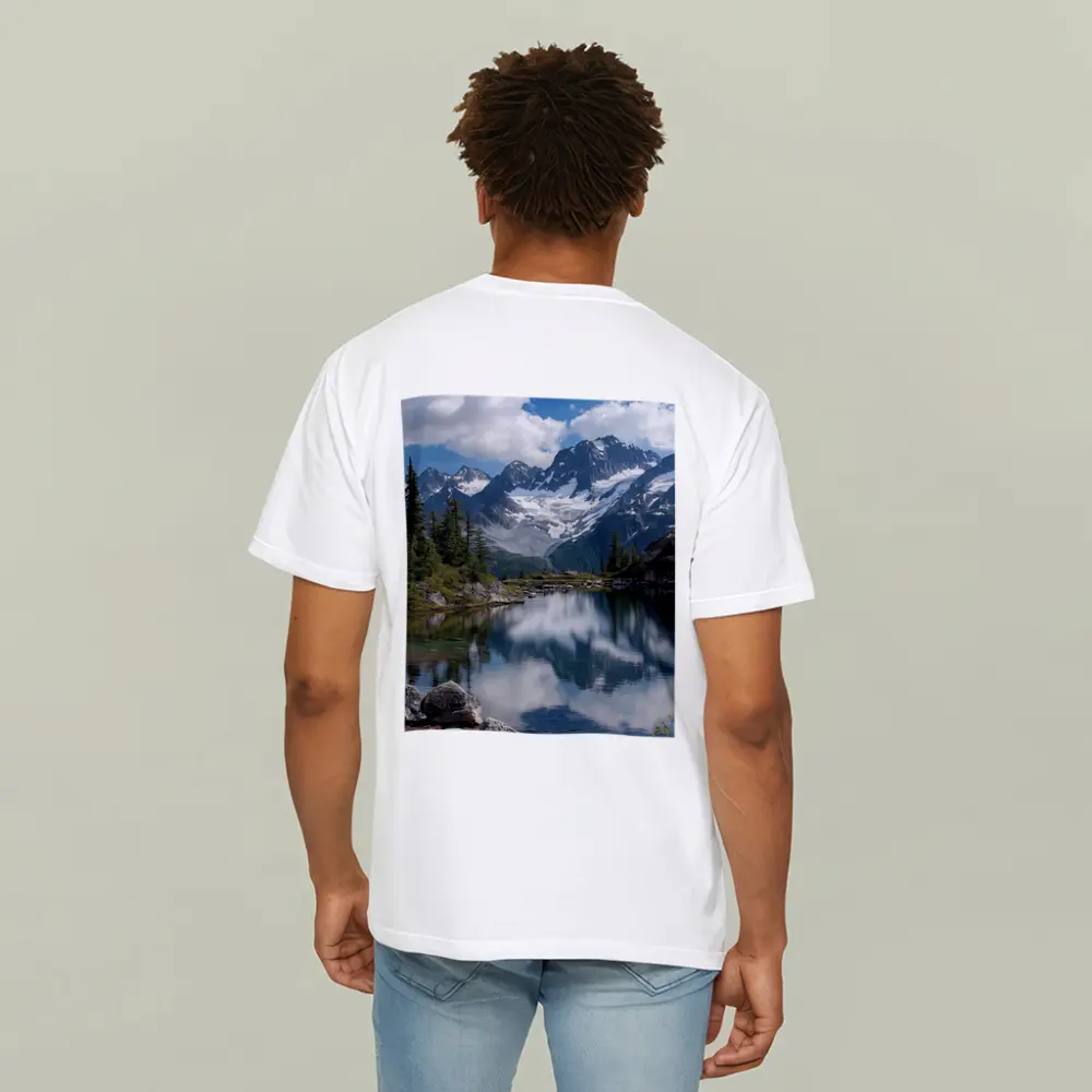 Alpine Lake Reflecting Snow Capped Mountains – T-Shirts