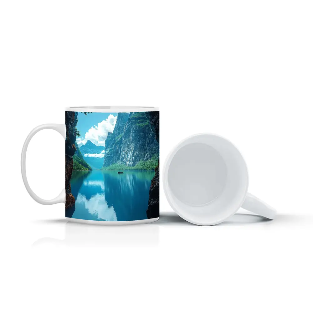 Fjord Cave Archway Blue Mountain Reflection – Mugs