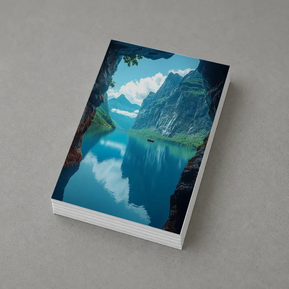 Fjord Cave Archway Blue Mountain Reflection – Postcards