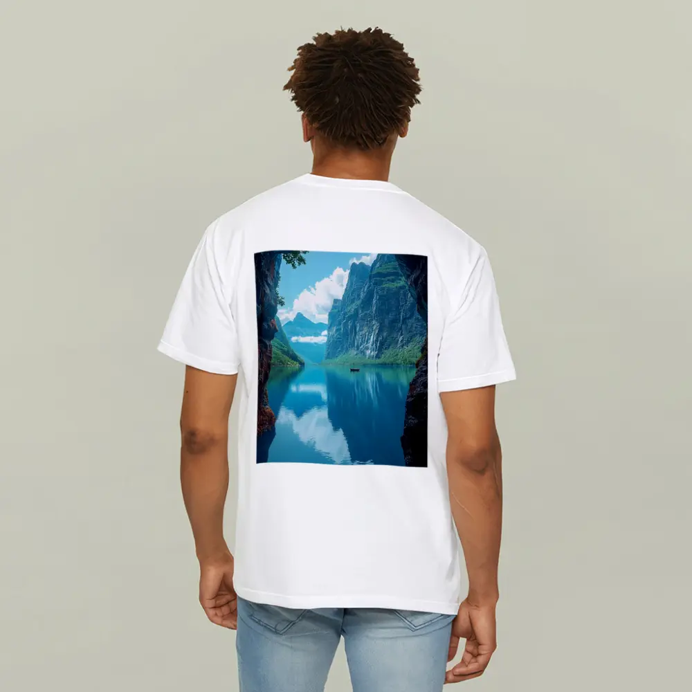 Fjord Cave Archway Blue Mountain Reflection – T-Shirts