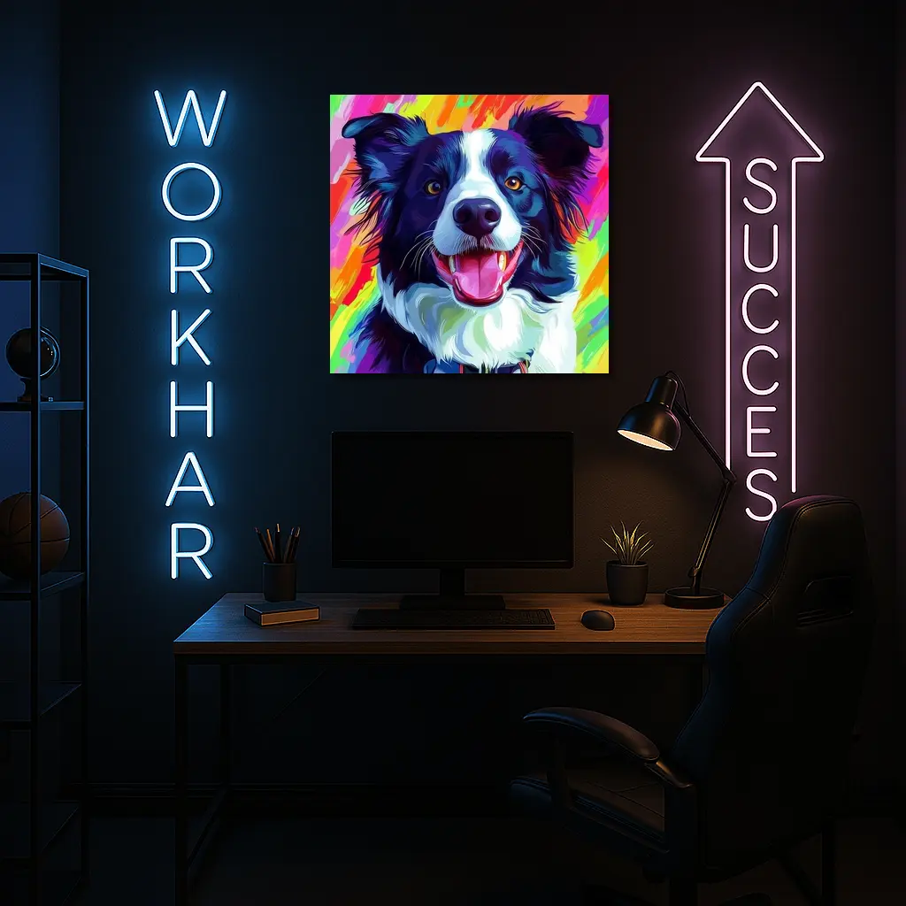 Border Collie Pop Art Rainbow Background – Wall Art
