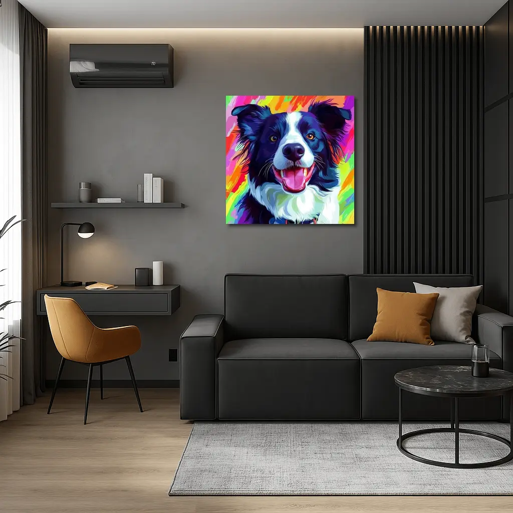 Border Collie Pop Art Rainbow Background – Wall Art