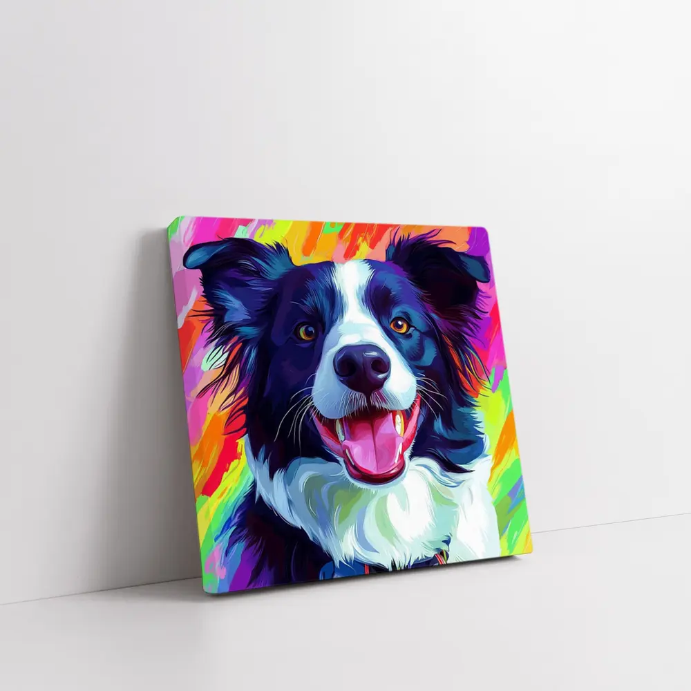 Border Collie Pop Art Rainbow Background – Wall Art