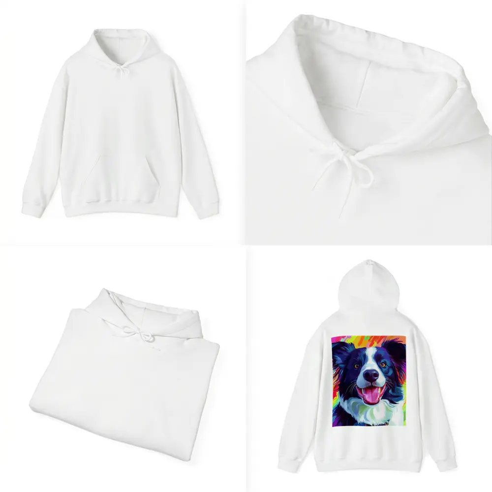 Border Collie Pop Art Rainbow Background – Hoodies