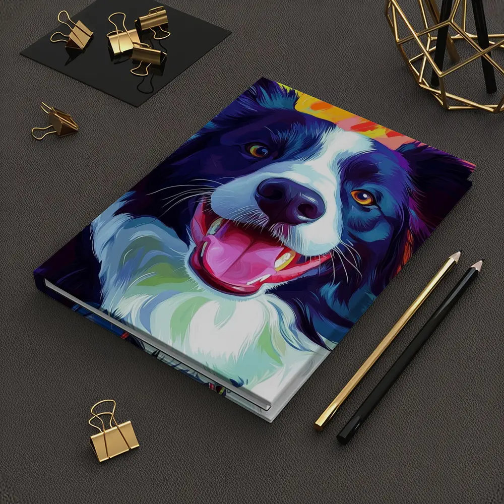Border Collie Pop Art Rainbow Background – Notebooks