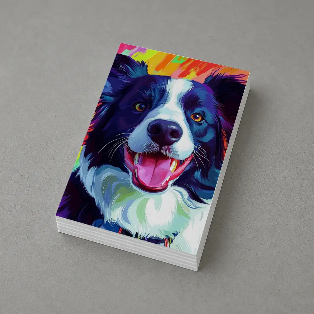 Border Collie Pop Art Rainbow Background – Postcards