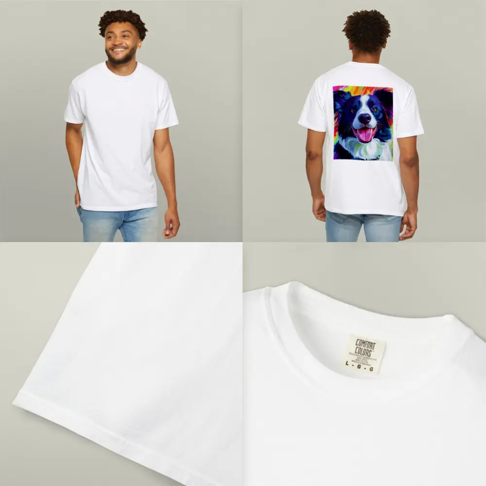 Border Collie Pop Art Rainbow Background – T-Shirts