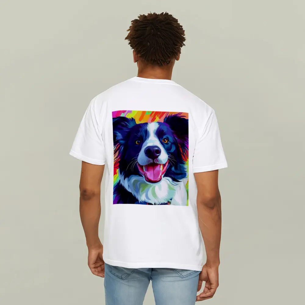 Border Collie Pop Art Rainbow Background – T-Shirts