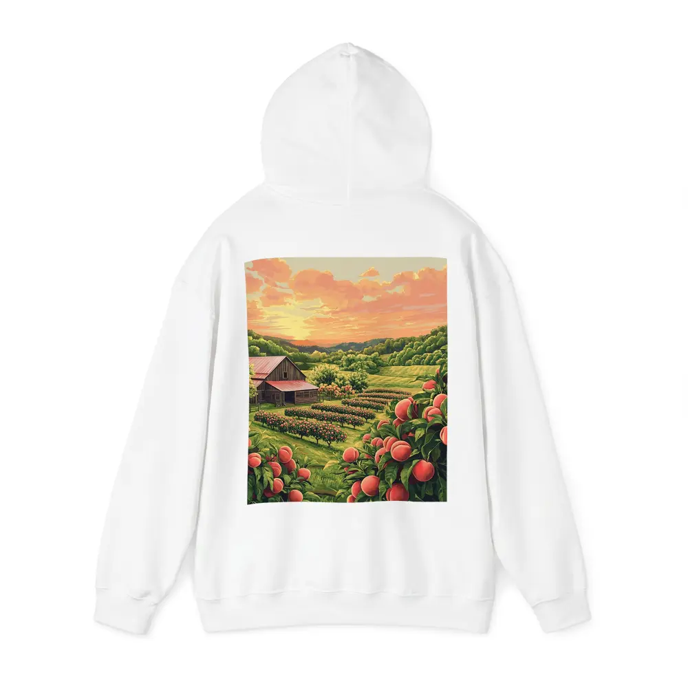 Peach Orchard Farm Sunset Countryside Art – Hoodies