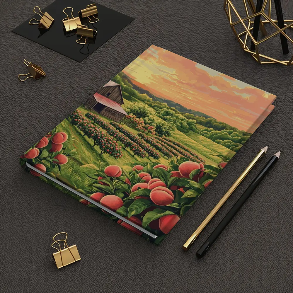 Peach Orchard Farm Sunset Countryside Art – Notebooks