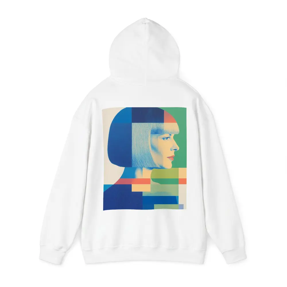 Geometric Bauhaus Woman Portrait Blue Blocks – Hoodies