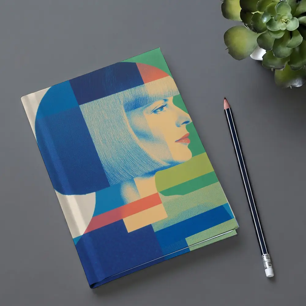 Geometric Bauhaus Woman Portrait Blue Blocks – Notebooks