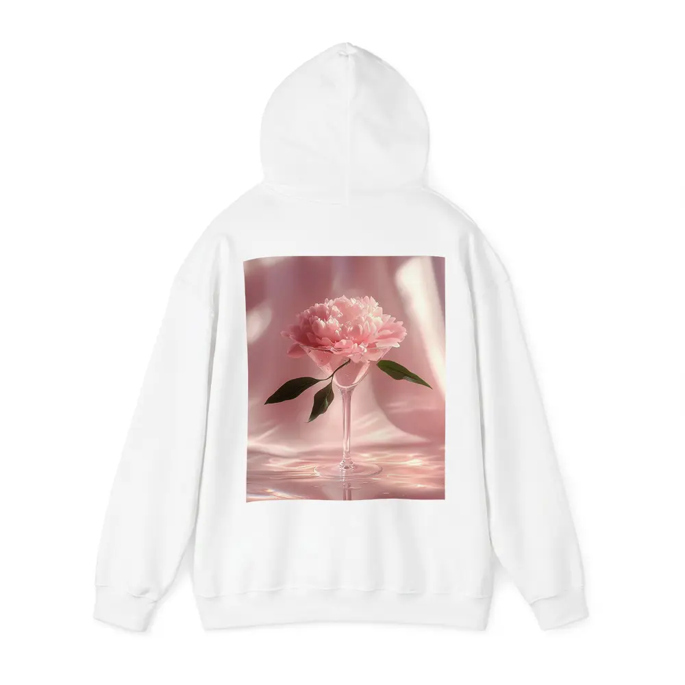 Pink Peony Flower in Glass Pink Background – Hoodies