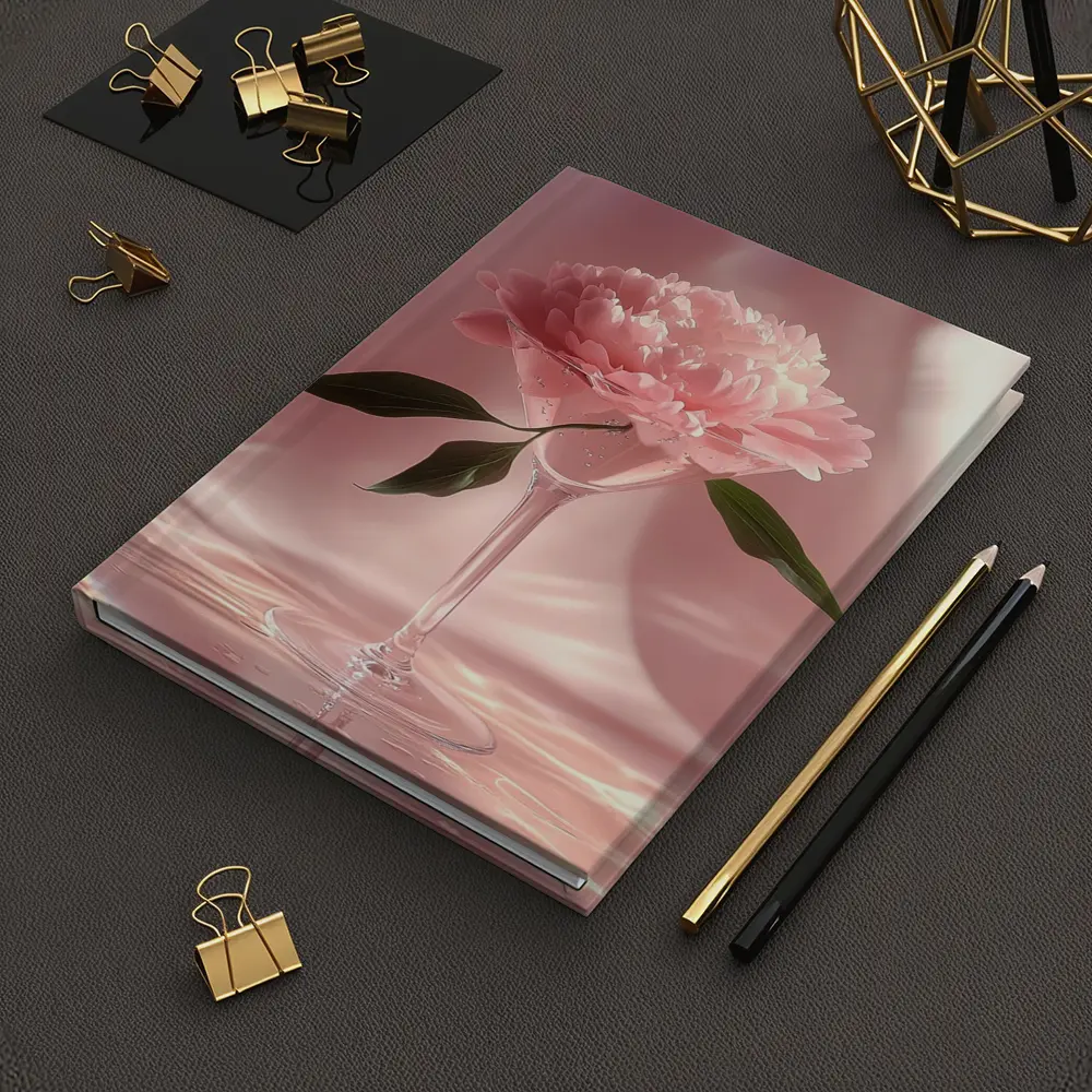 Pink Peony Flower in Glass Pink Background – Notebooks
