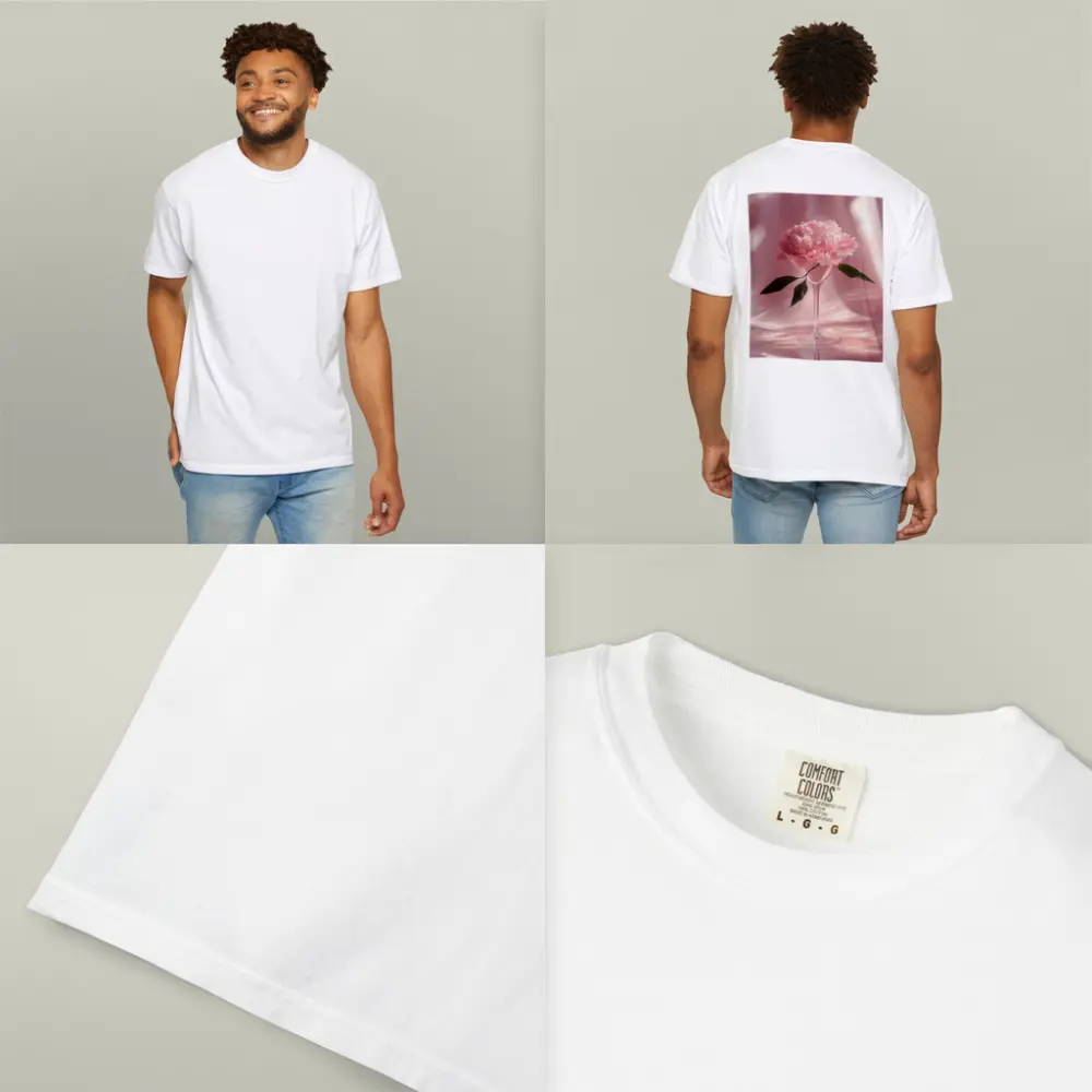 Pink Peony Flower in Glass Pink Background – T-Shirts