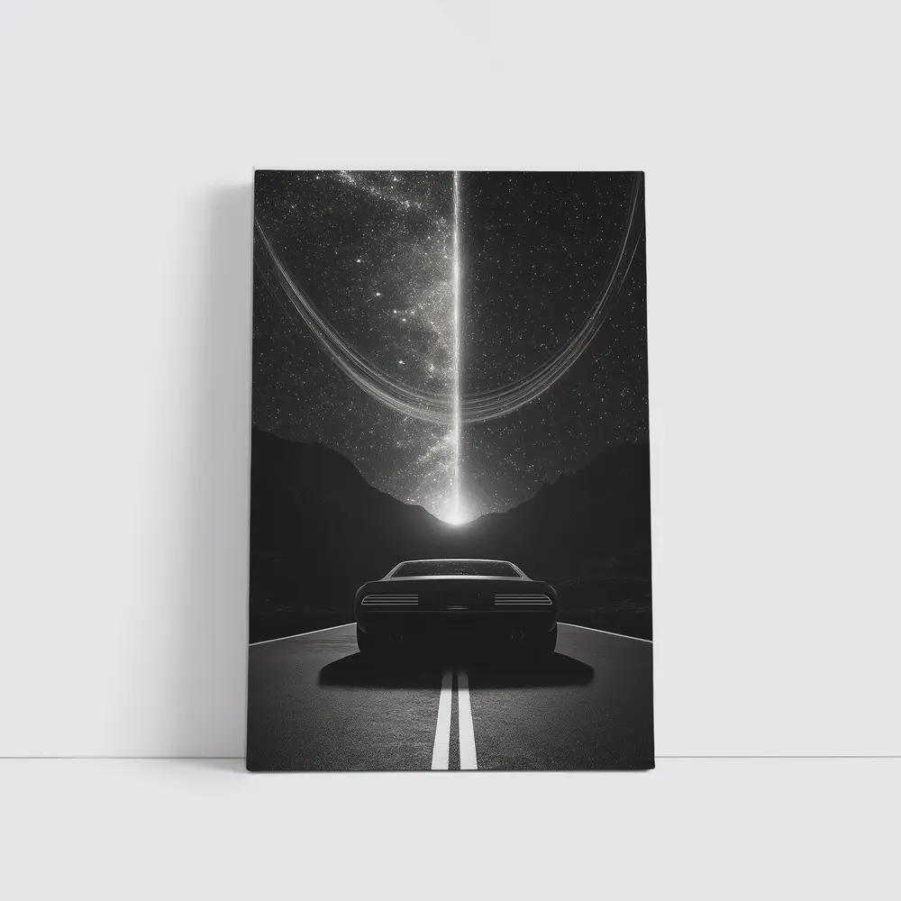 Muscle Car Night Road Cosmic Sky – Wall Art