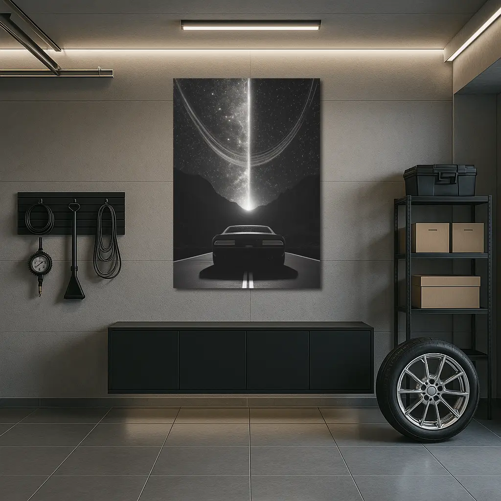 Muscle Car Night Road Cosmic Sky – Wall Art