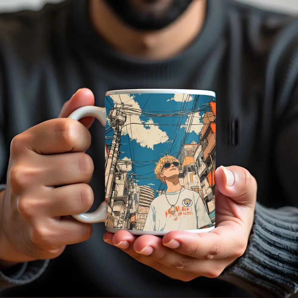 Anime Boy Tokyo Street Manga Art – Mugs