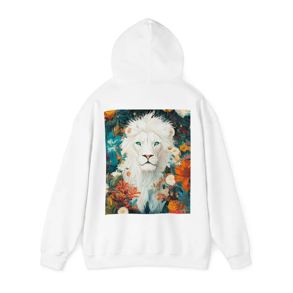 White Lion Green Eyes Floral Garden Art – Hoodies