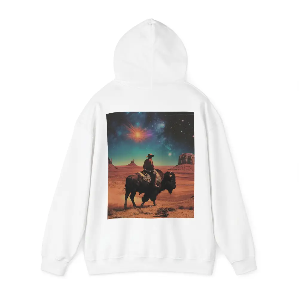 Cowboy Riding Bison Desert Galaxy Sky – Hoodies