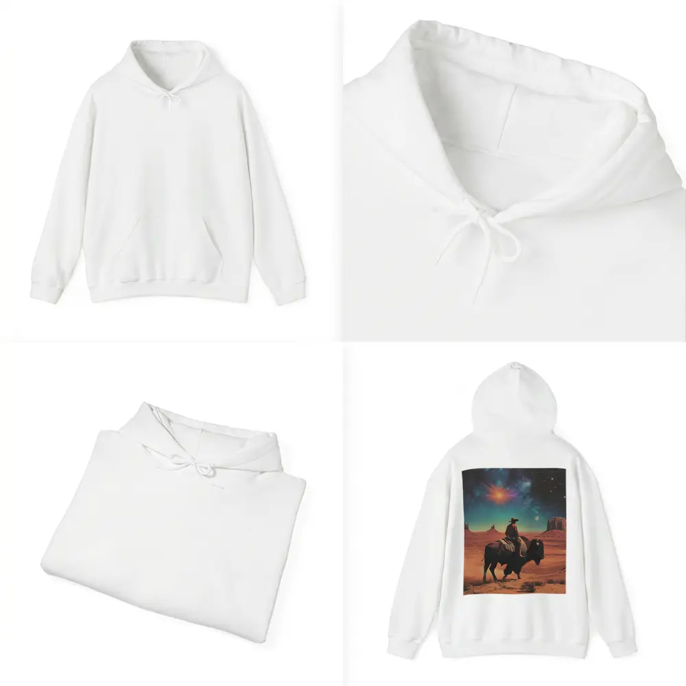 Cowboy Riding Bison Desert Galaxy Sky – Hoodies