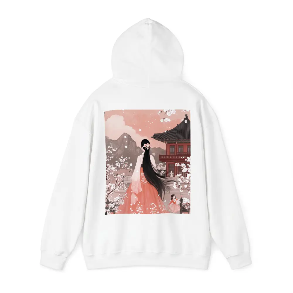 Korean Hanbok Woman Cherry Blossom Temple – Hoodies