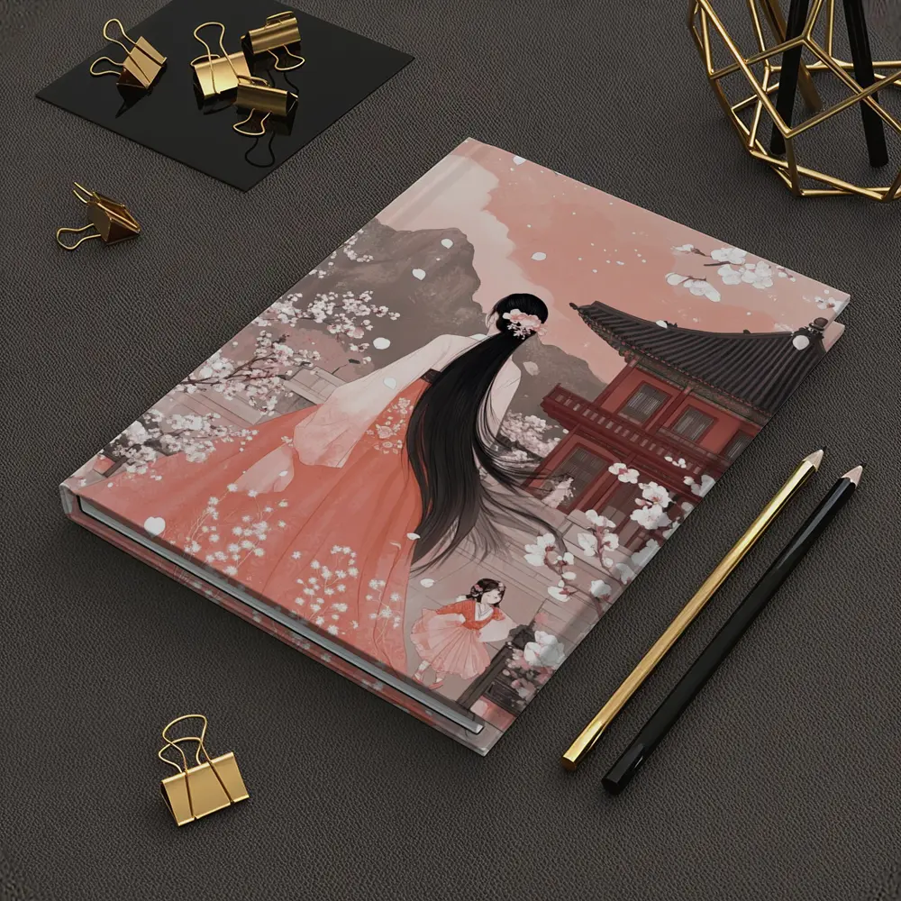 Korean Hanbok Woman Cherry Blossom Temple – Notebooks
