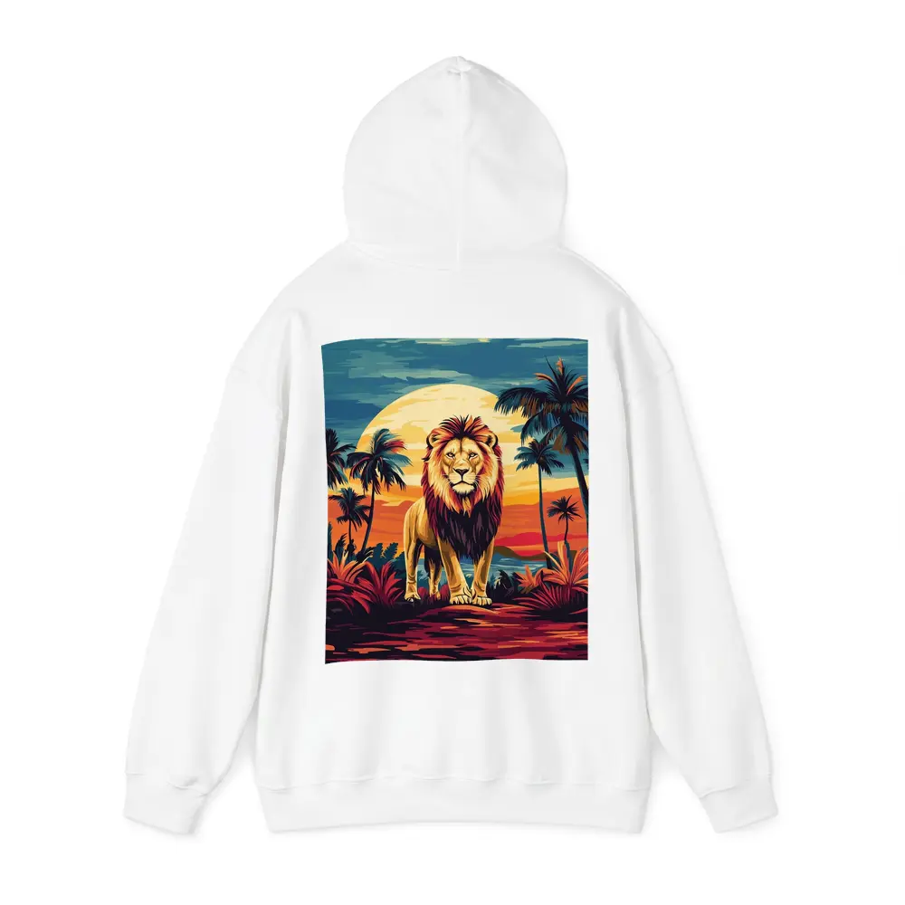 Lion Standing Tropical Sunset Palm Trees – Hoodies