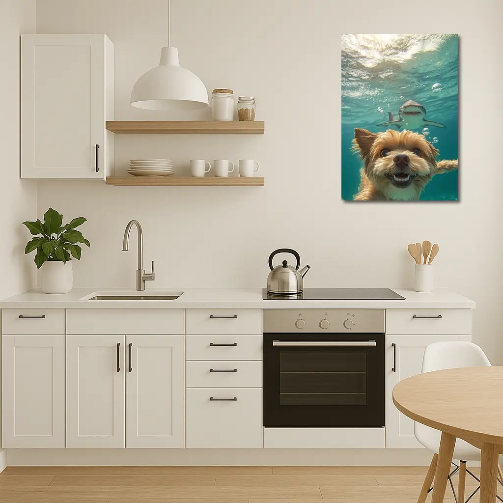 Terrier Dog Selfie Underwater With Shark – Wall Art
