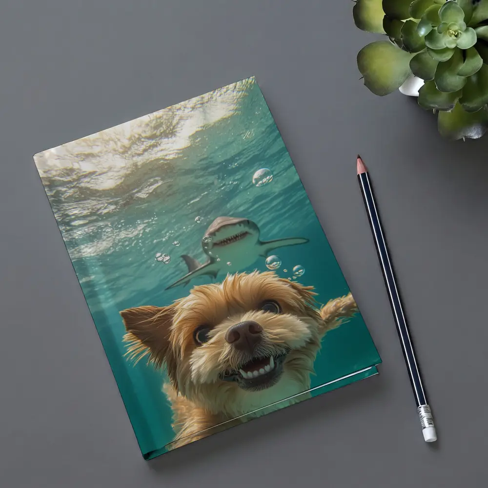 Terrier Dog Selfie Underwater With Shark – Notebooks