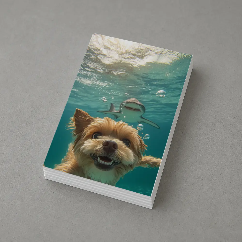Terrier Dog Selfie Underwater With Shark – Postcards