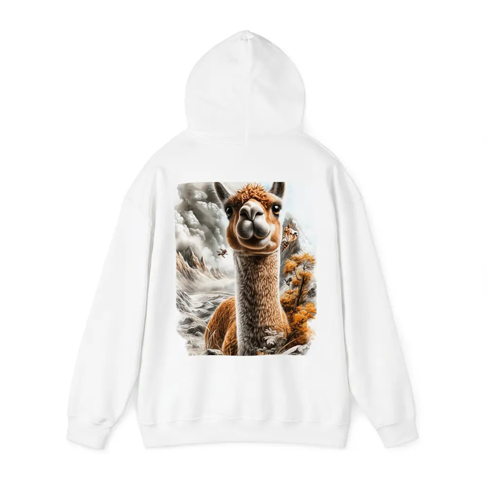 Alpaca Mountain Landscape Detailed Illustration Art – Hoodies