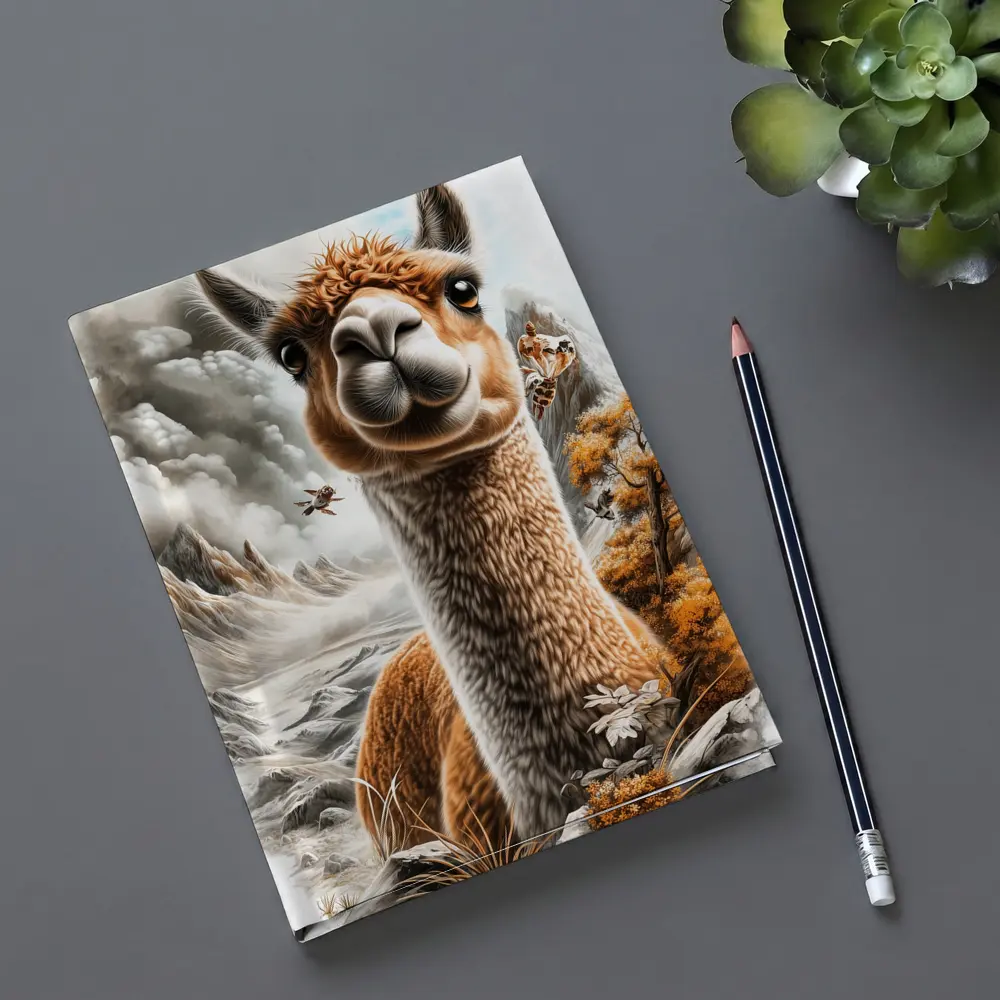 Alpaca Mountain Landscape Detailed Illustration Art – Notebooks