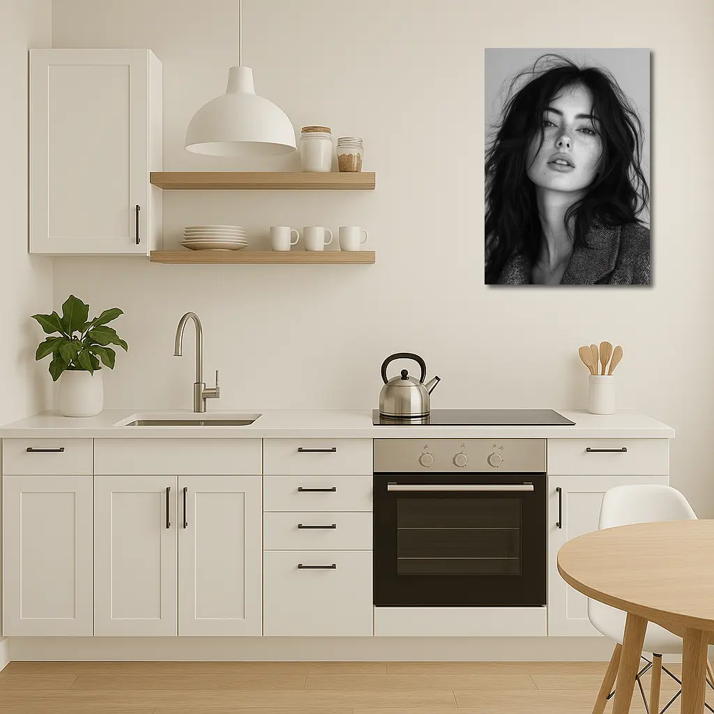 Black and White Woman Portrait Dark Hair – Wall Art