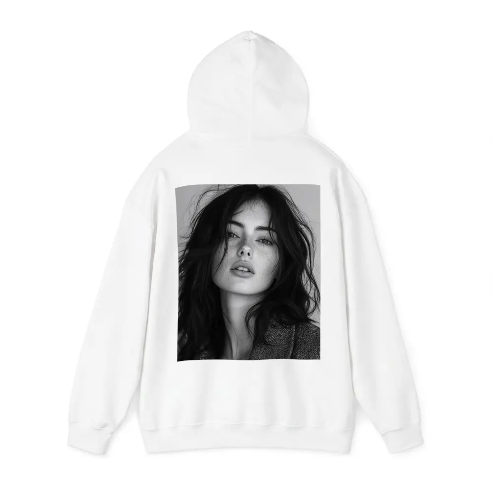 Black and White Woman Portrait Dark Hair – Hoodies