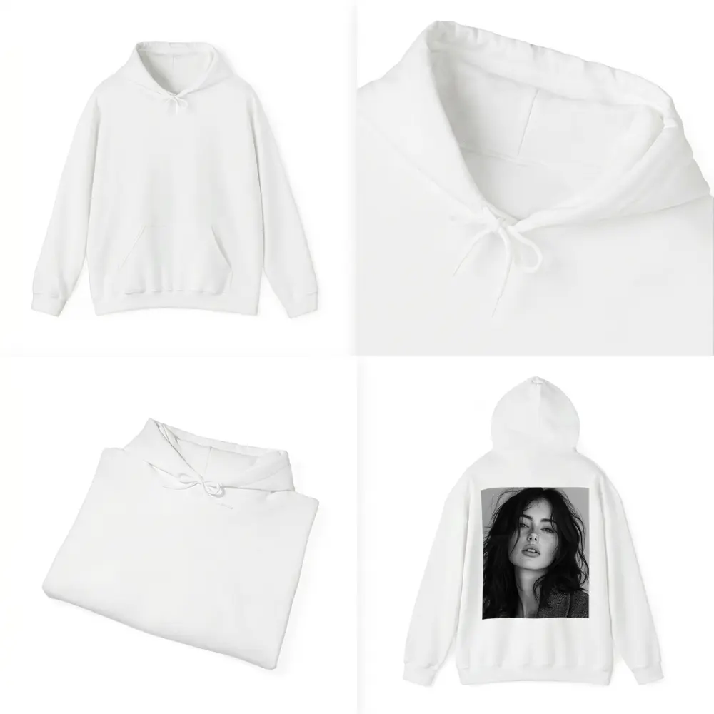 Black and White Woman Portrait Dark Hair – Hoodies