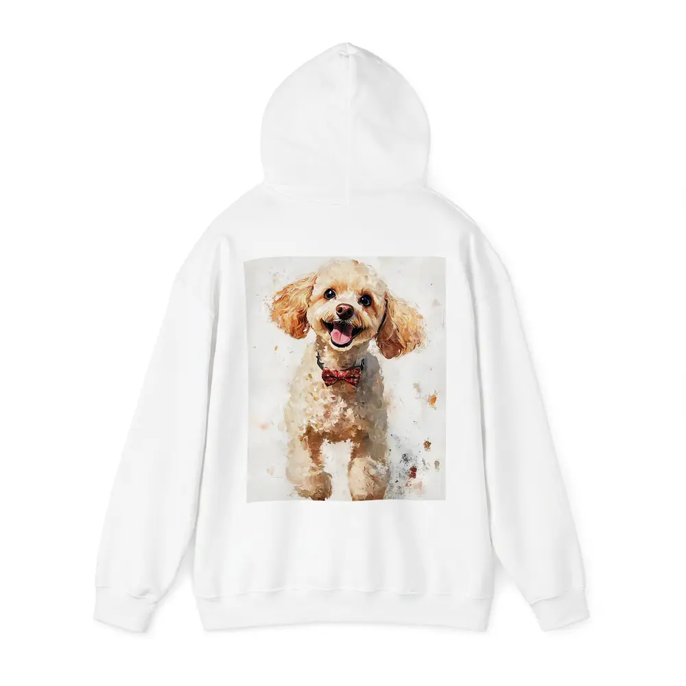 Happy Poodle Dog Watercolor Art White Background – Hoodies