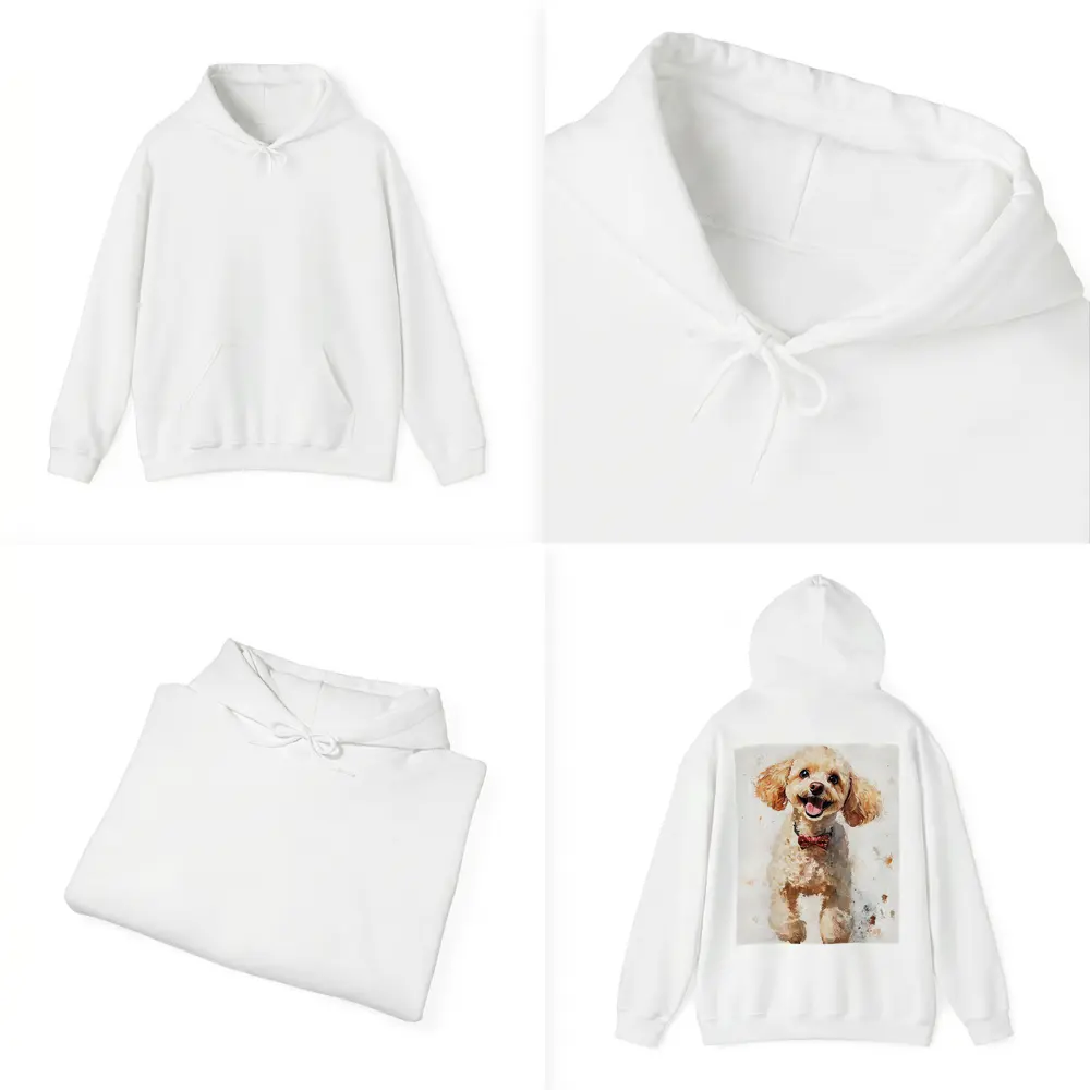 Happy Poodle Dog Watercolor Art White Background – Hoodies