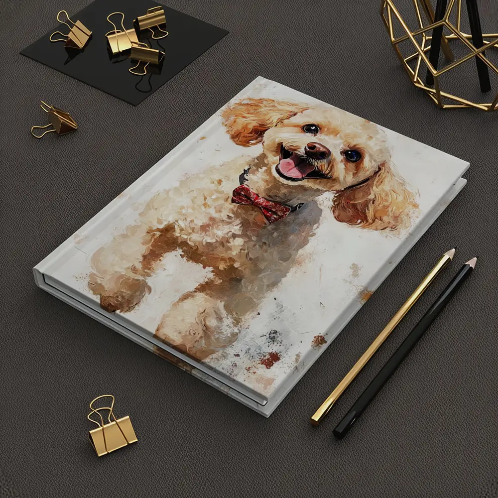 Happy Poodle Dog Watercolor Art White Background – Notebooks