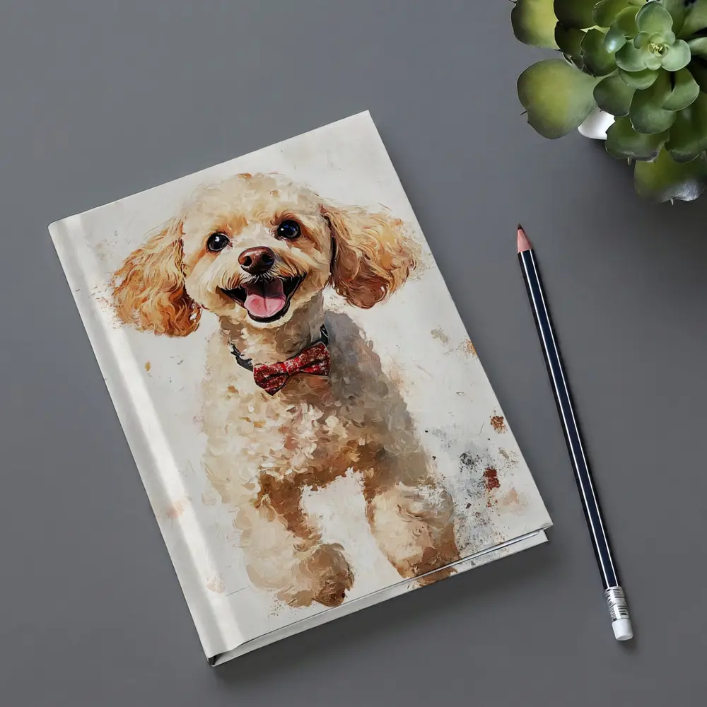 Happy Poodle Dog Watercolor Art White Background – Notebooks