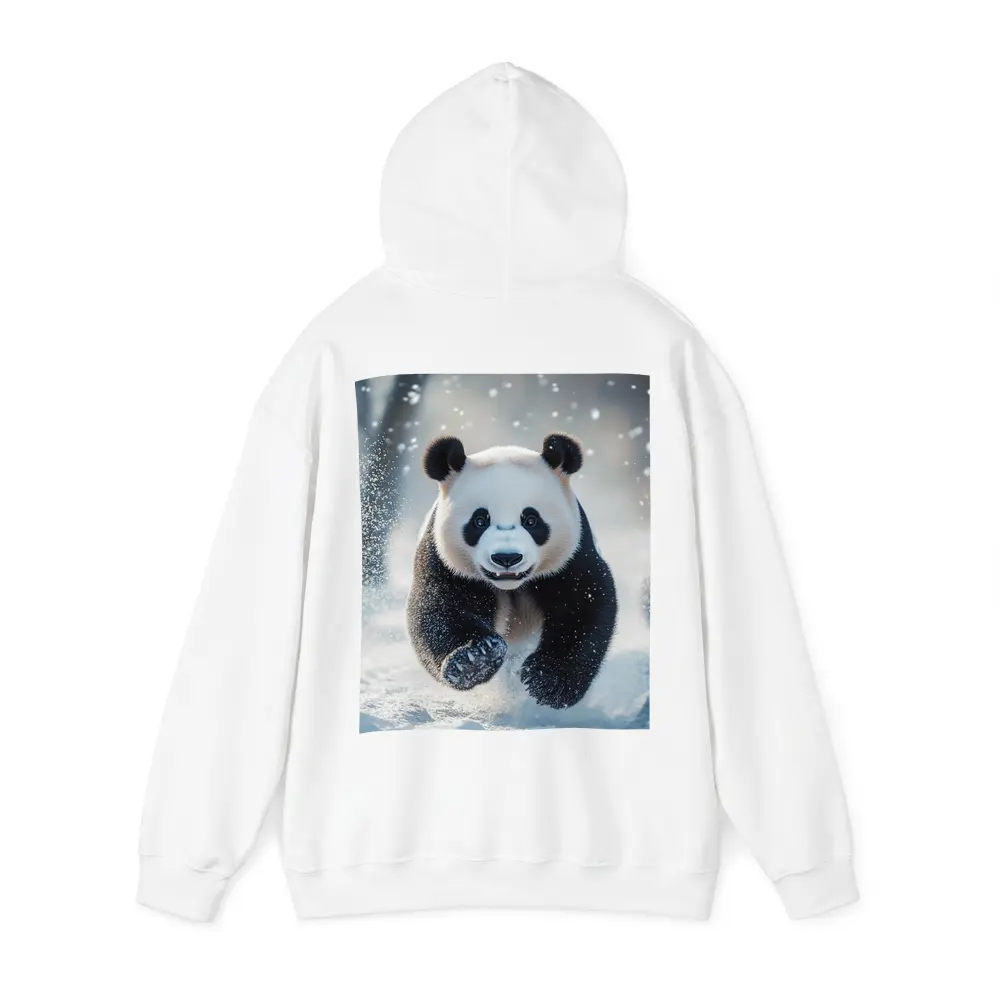 Giant Panda Running Through Snowy Winter Landscape – Hoodies