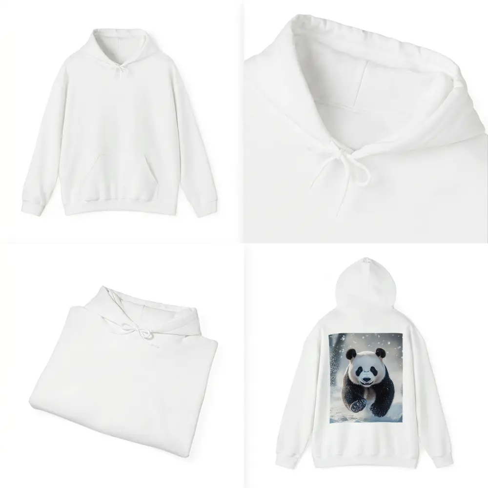 Giant Panda Running Through Snowy Winter Landscape – Hoodies