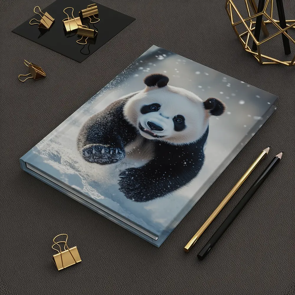 Giant Panda Running Through Snowy Winter Landscape – Notebooks