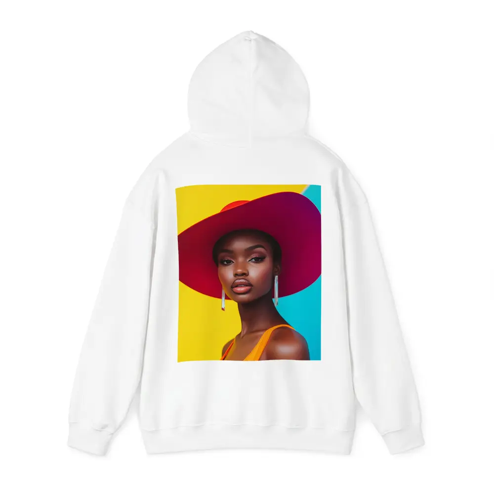 Fashion Woman Wide Brim Hat Colorful Background – Hoodies