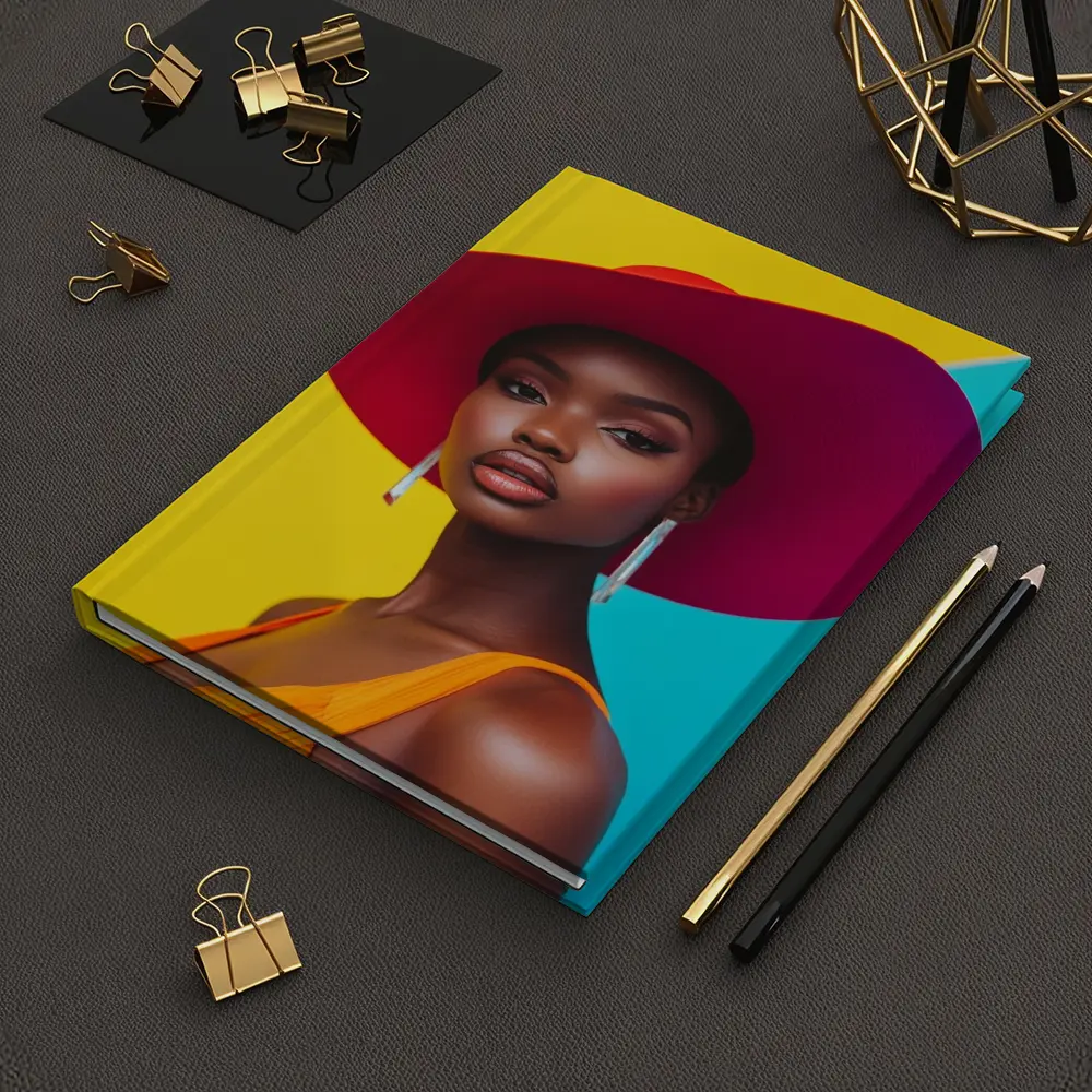 Fashion Woman Wide Brim Hat Colorful Background – Notebooks