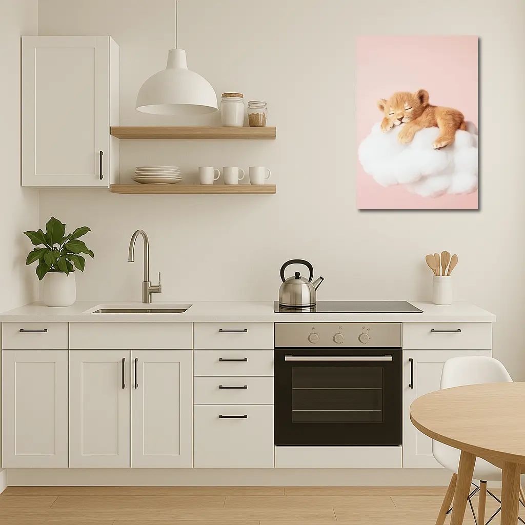 Sleeping Lion Cub On Cloud Pink – Wall Art