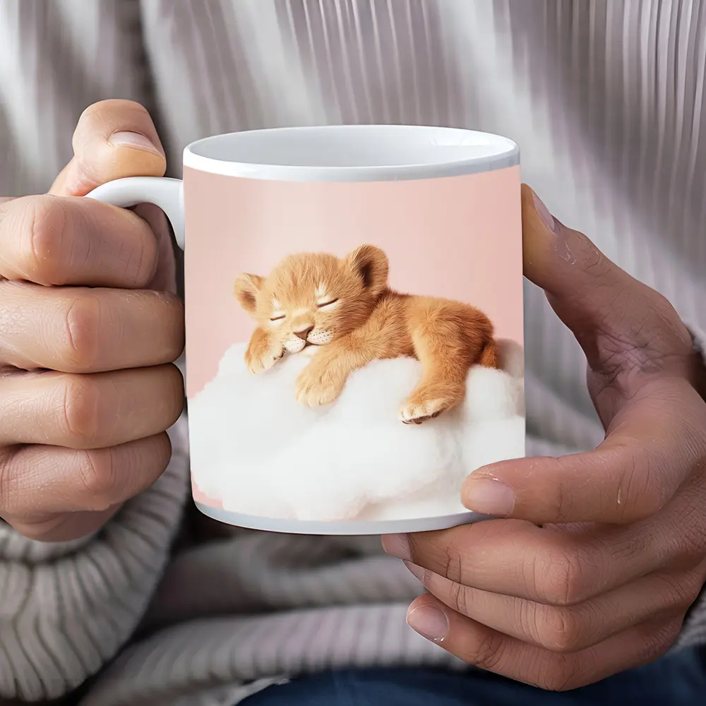Sleeping Lion Cub On Cloud Pink – Mugs