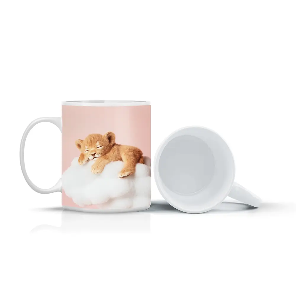 Sleeping Lion Cub On Cloud Pink – Mugs