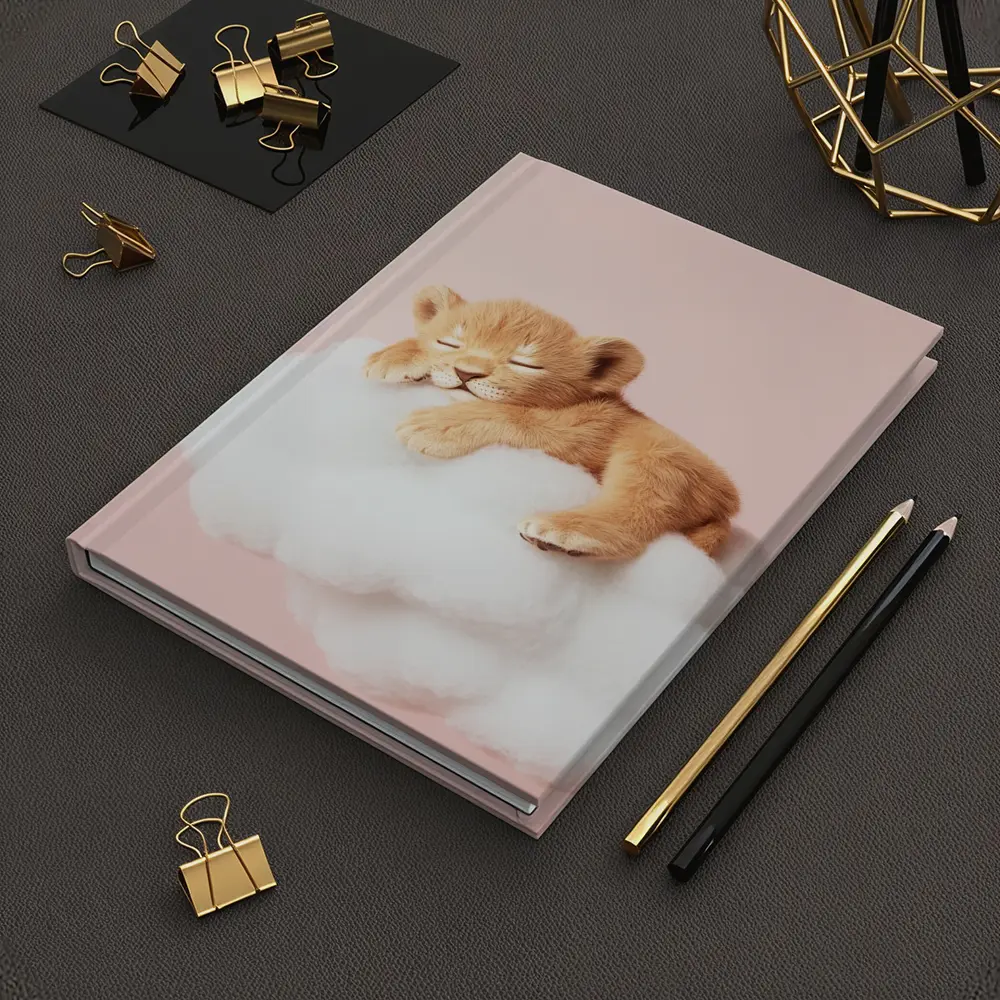 Sleeping Lion Cub On Cloud Pink – Notebooks